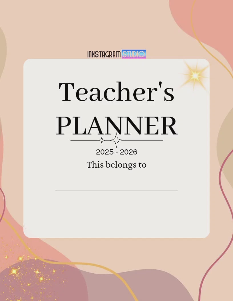 Teacher's planner for the 2025-2026 school year, designed for organizing schedules and lesson plans.