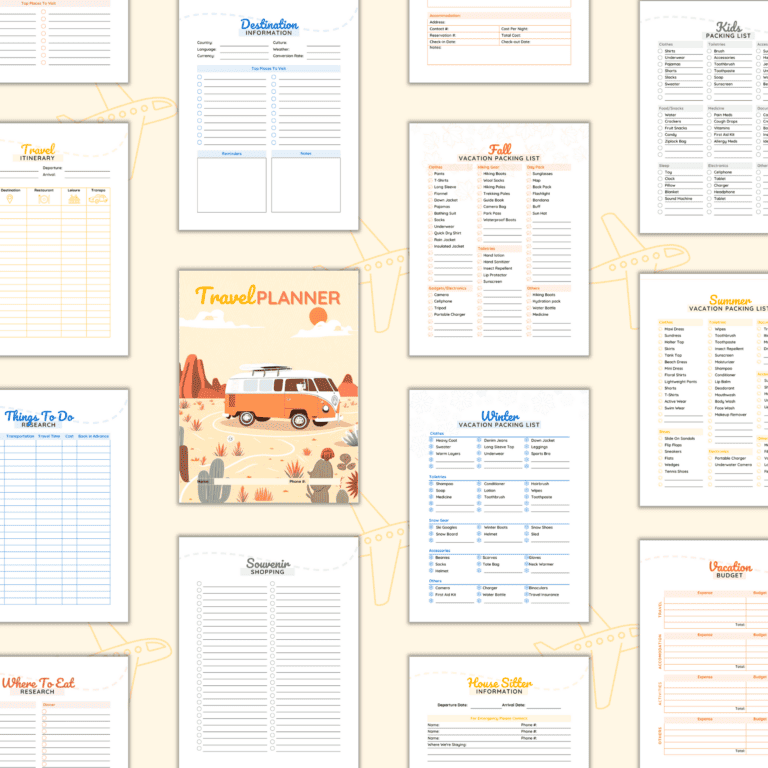 Travel Planner Printable | Itinerary, Packing & Budget