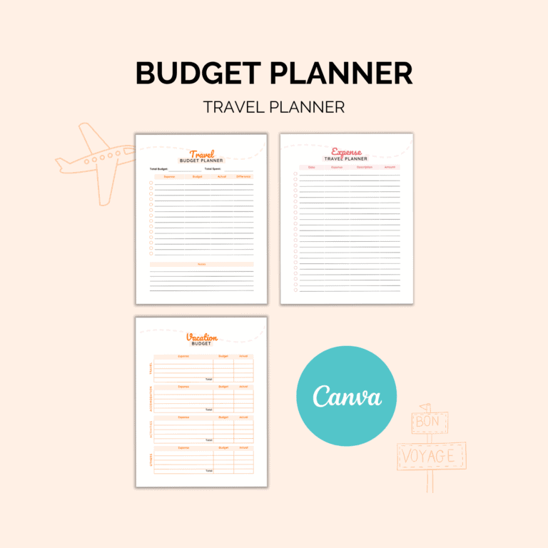 Travel Planner Printable | Itinerary, Packing & Budget