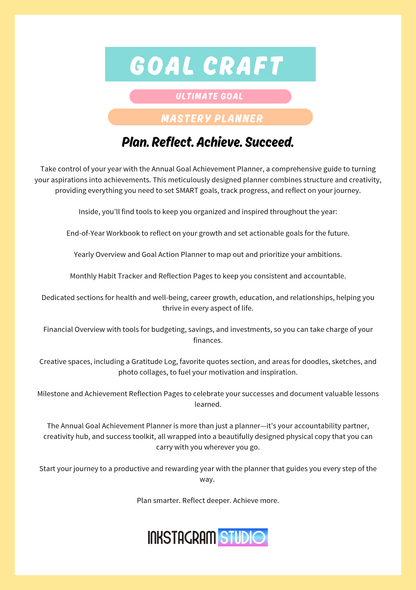 Ultimate Goal Mastery Planner: Your Step - by - Step Guide to Annual Success Goal setting Physical plannerInkstagram studioUltimate Goal Mastery Planner: Your Step - by - Step Guide to Annual SuccessUltimate Goal Mastery Planner: Your Step - by - Step Guide to Annual SuccessGoal setting Physical planner