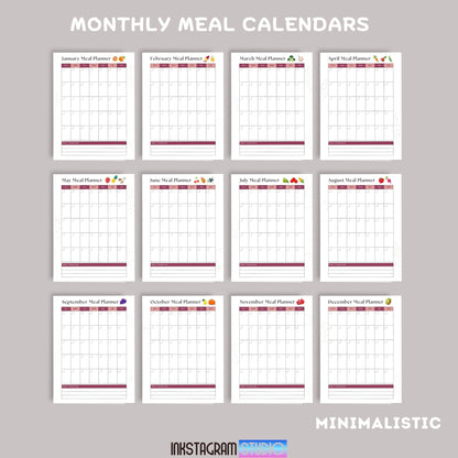 Ultimate Meal Planner: Your All - in - One Guide to Easy Meal Prep & Organization ™ Meal PlannerInkstagram studioUltimate Meal Planner: Your All - in - One Guide to Easy Meal Prep & Organization ™Monthly meal calendars for the Ultimate Meal Planner, helping busy parents organize family meals efficiently.Meal Planner