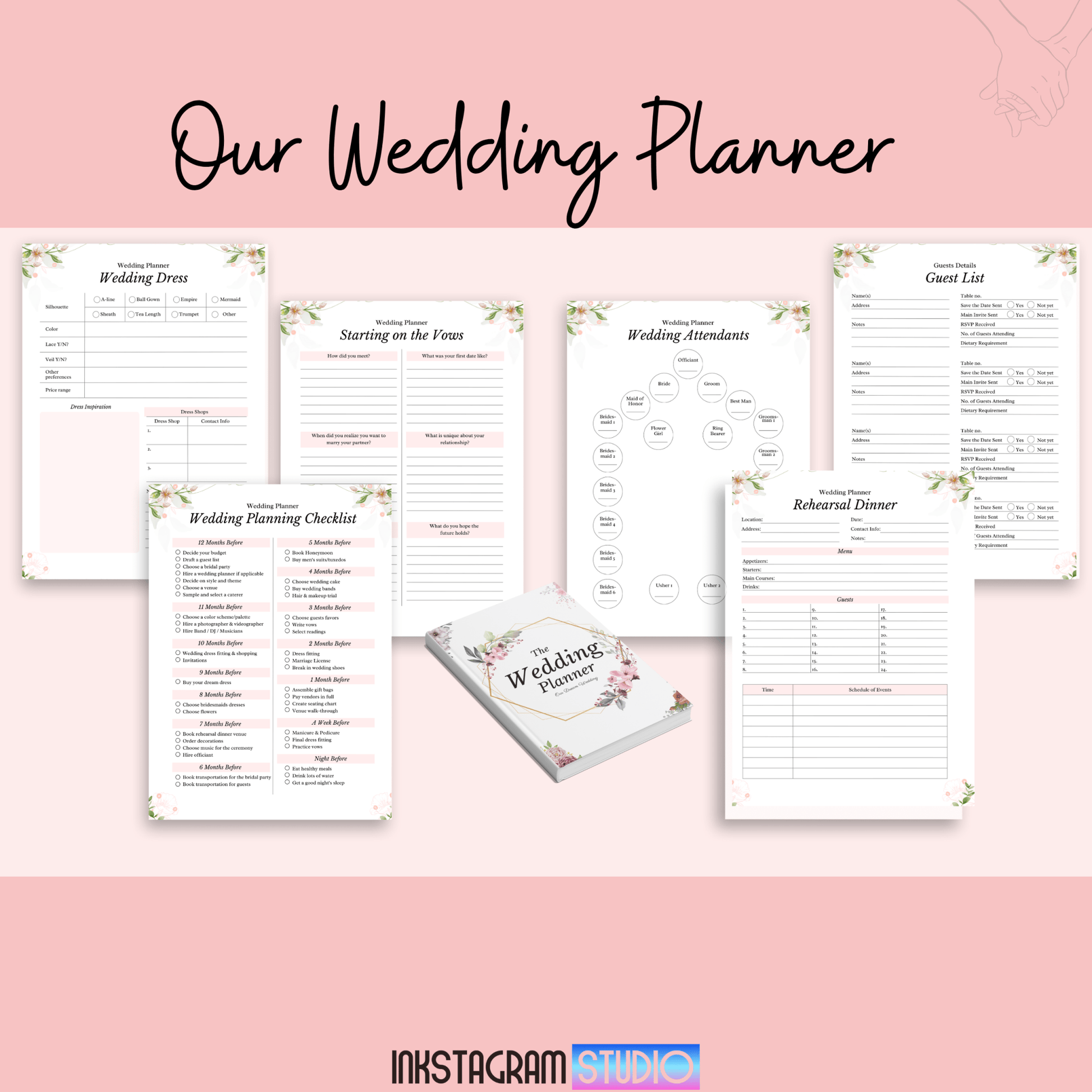 Ultimate Wedding Planner: Your Complete Guide to a Perfect Wedding Day Wedding PlannerInkstagram studioUltimate Wedding Planner: Your Complete Guide to a Perfect Wedding DayUltimate Wedding Planner pages and guidebook for perfect wedding organization.Wedding Planner
