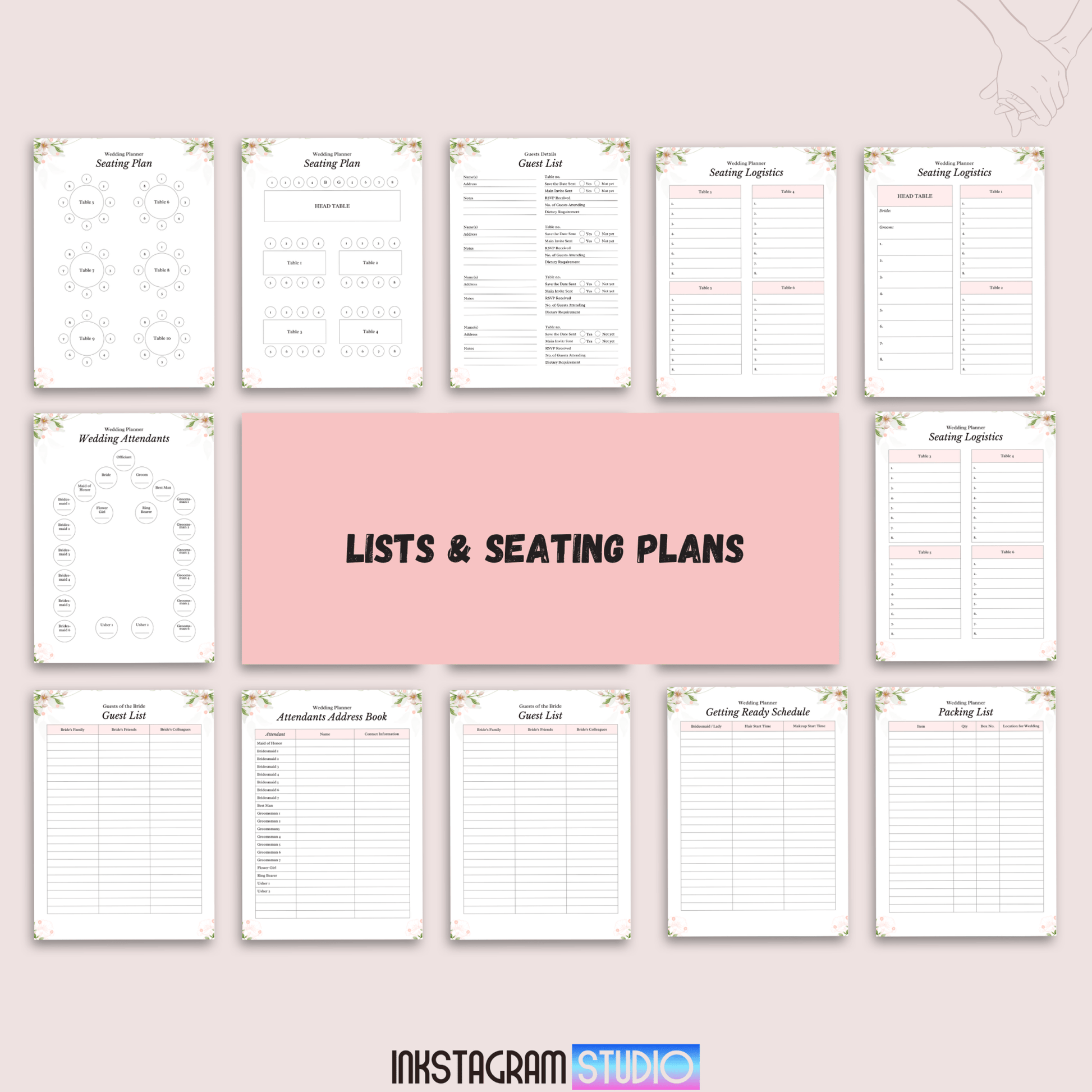 Ultimate Wedding Planner: Your Complete Guide to a Perfect Wedding Day Wedding PlannerInkstagram studioUltimate Wedding Planner: Your Complete Guide to a Perfect Wedding DayUltimate Wedding Planner featuring lists and seating plans for a perfect wedding day.Wedding Planner