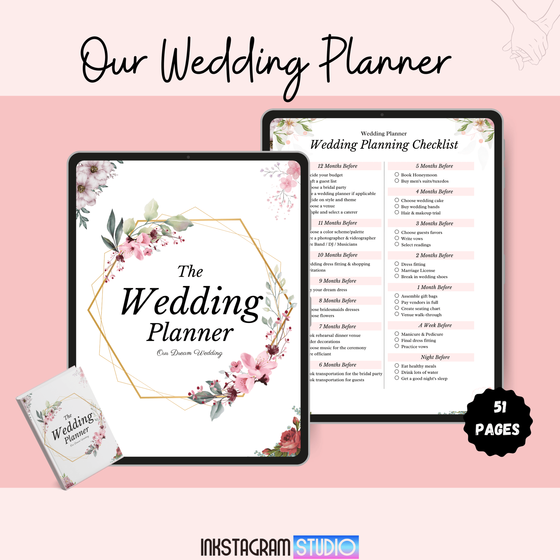 Ultimate Wedding Planner: Your Complete Guide to a Perfect Wedding Day Wedding PlannerInkstagram studioUltimate Wedding Planner: Your Complete Guide to a Perfect Wedding DayUltimate Wedding Planner with elegant floral design and comprehensive checklist for organizing your perfect wedding day, 51 pages.Wedding Planner