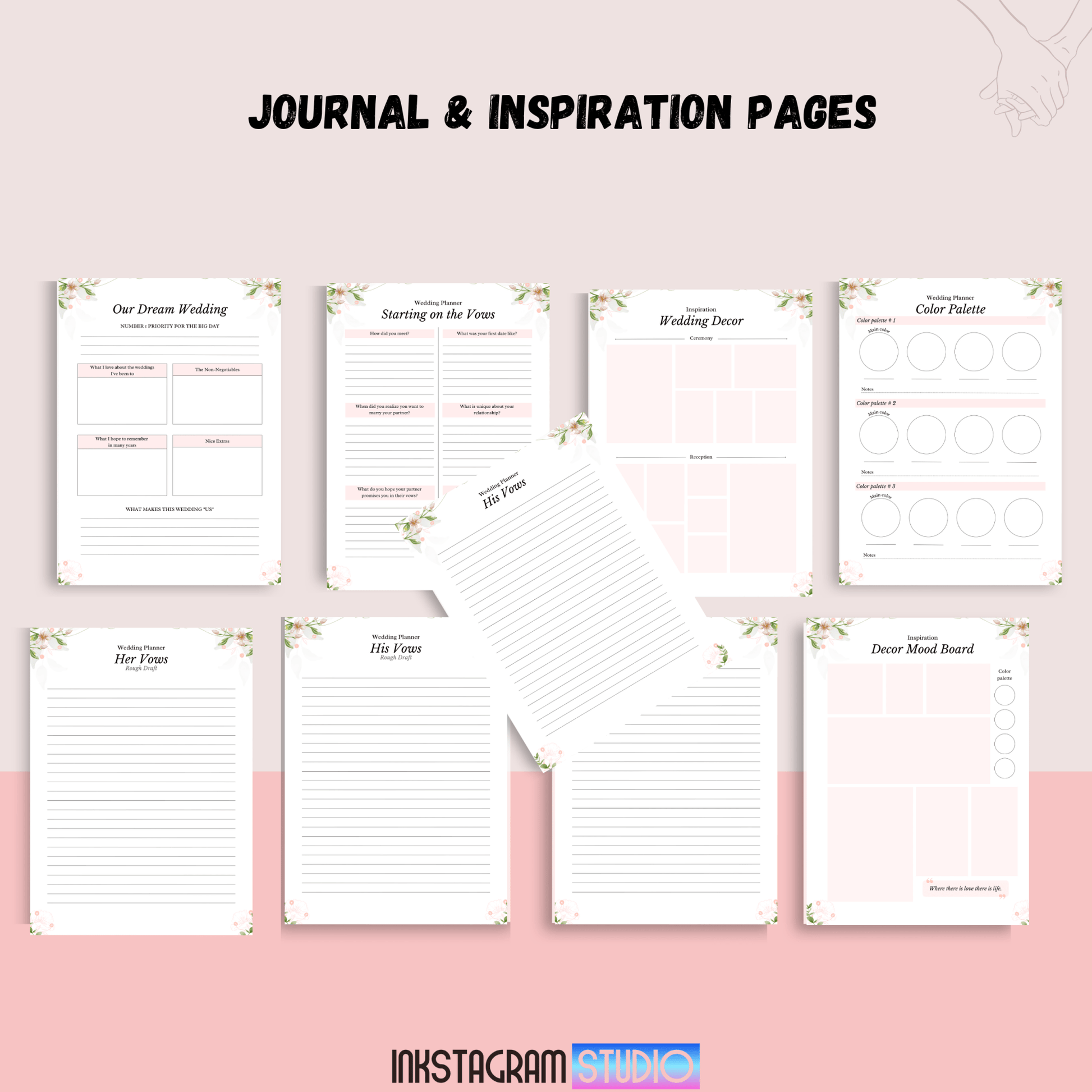 Ultimate Wedding Planner: Your Complete Guide to a Perfect Wedding Day Wedding PlannerInkstagram studioUltimate Wedding Planner: Your Complete Guide to a Perfect Wedding DayUltimate Wedding Planner journal and inspiration pages for perfect wedding preparation.Wedding Planner